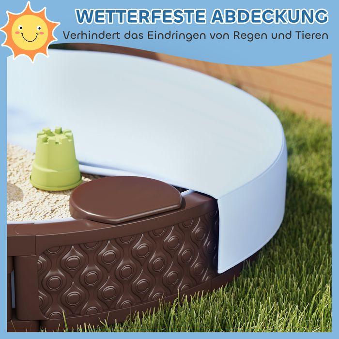 Produktbild Swisshandel24 Sandkasten, Runde Sandkiste für bis zu 3 Kinder, mit 3 Sitzen, Dunkelblau