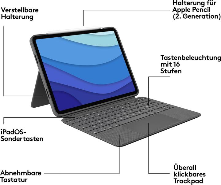 Actual product image Logitech Combo Touch (CH, iPad Pro 11 2021 (3rd Gen), iPad Pro 11 2020 (2. Gen), iPad Pro 11 2018 (1. Gen), iPad Pro 11 2022 (4th Gen))