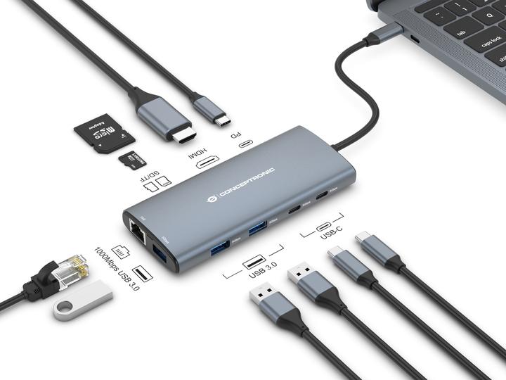 Produktbild Conceptronic USB Typ-C auf HDMI/USB 3.0/ USB Typ-C (USB-C, 1 Ports)