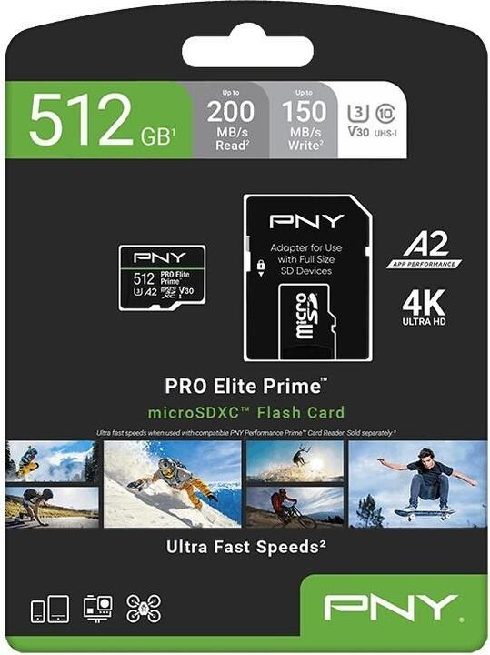 Image du produit PNY microSD Pro Elite Prime 512 Go (512 Go, microSD)