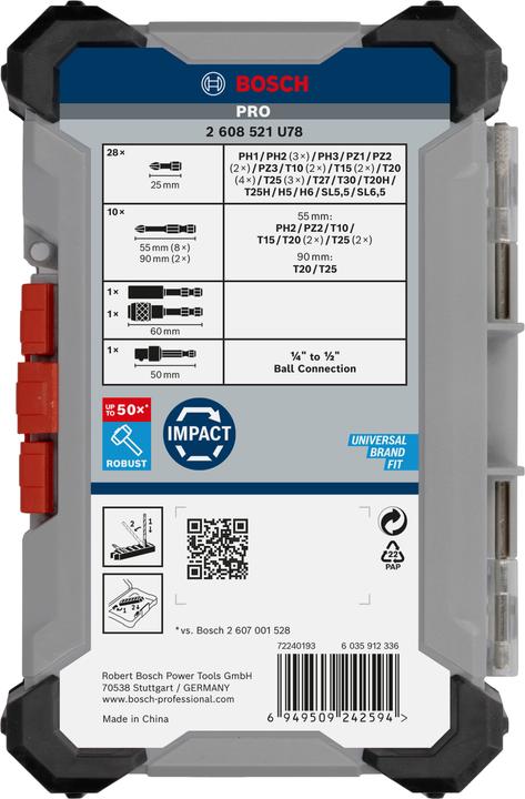 Produktbild Bosch Professional Zubehör PRO Impact Schrauberbit-Set (T27, PH2, 5.5 mm, H6, T20H, PZ2, PH1, T10, T15, PZ1, T20, PH3, PZ3, H5, T25, 6.5mm, T30)