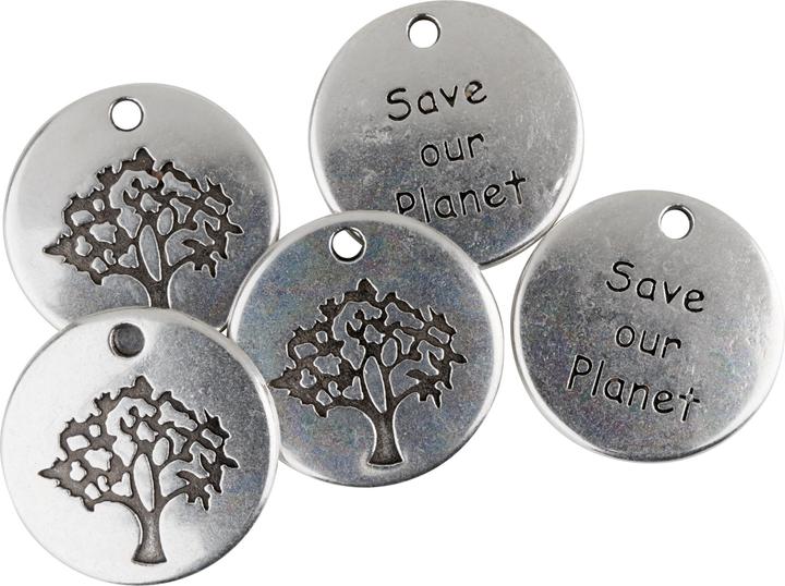 Actual product image VBS Save our Planet" pendant, 5 pieces (Metal)