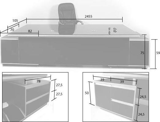 Produktbild Jet-Line Schreibtisch KEHL in weiss (245 x 105 x 75 cm)