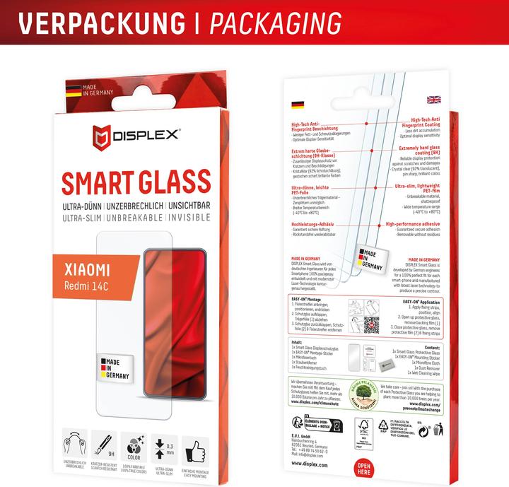 Actual product image Displex Smart Glass, Displayschutzfolie (1 Piece, Xiaomi Redmi 14C)