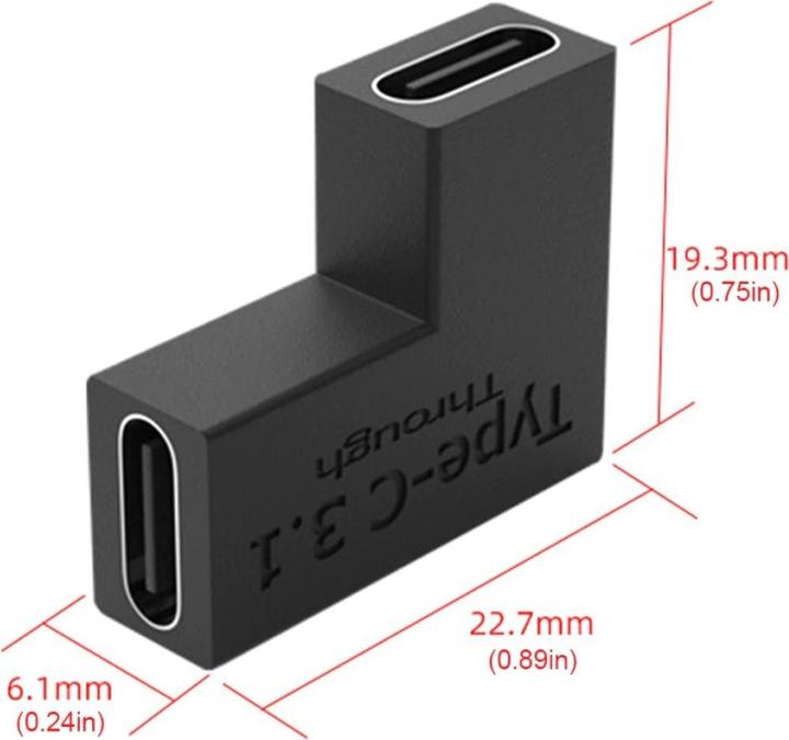 Actual product image PowerGuard USB-C 90 degree angle connection adapter (USB 3.1)
