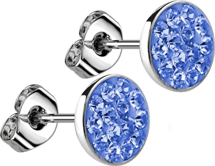 Image du produit Star Piercing Boucles d'oreilles argent plat cristal bleu clair (sans laiton, Acier chirurgical 316L)