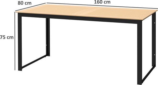 Immagine prodotto Swisshandel24 Gartentisch für 6 Personen 160x80 cm Holzoptik Lamellendesign, Teak (80 cm)