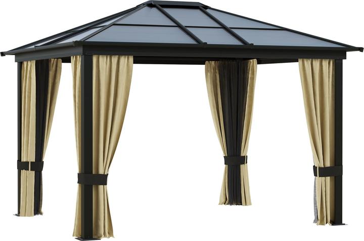 Outsunny Luxus Gartenpavillon mit lichtdurchlässigem PC Dach (360 cm, 300 cm)