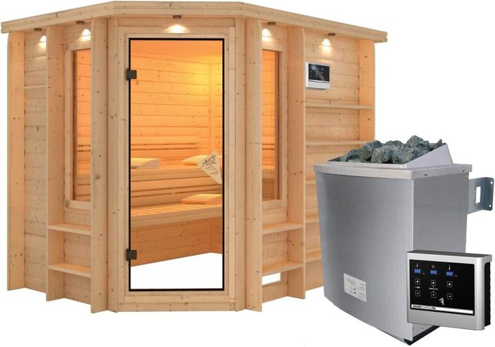 Actual product image Karibu Riona with roof wreath (9 KW external control)