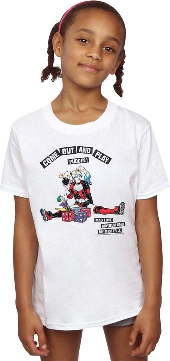 Actual product image Girls Harley Quinn Come Out And Play Cotton T-Shirt (152, 158)