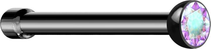 Produktbild Star Piercing Nasenstecker gerade schwarz Halbkugel Kristall multicolor (Chirurgenstahl 316L, ohne Messing)
