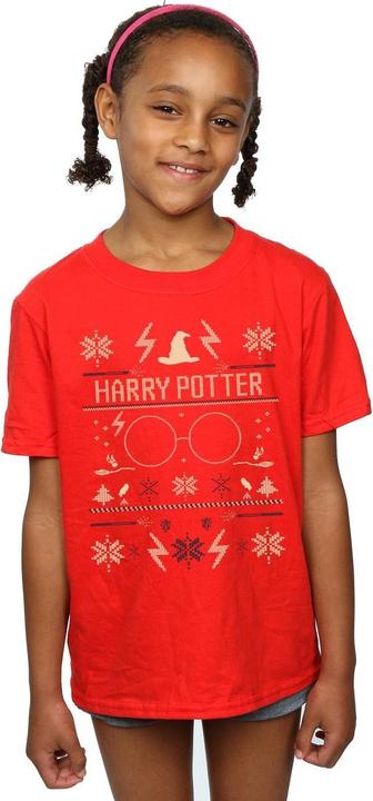 Actual product image Girls Christmas Pattern Cotton T-Shirt (128)
