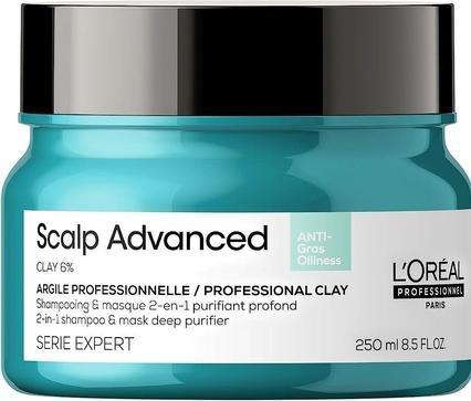 L'Oréal Paris LÂ'OrÃ©al Professionnel - Shampoo and mask for oily scalp 2 in 1 Scalp Advanced (Anti-Oiliness 2-in- (250 ml, Flüssiges Shampoo)