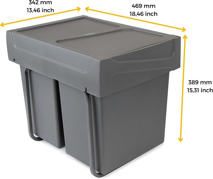 Image du produit Emuca Poubelle de cuisine, 2 x 20L (40 l)