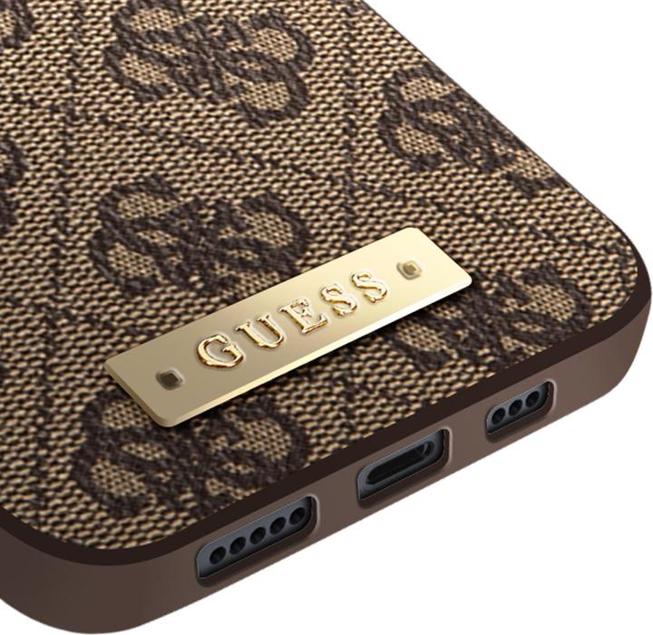 Productafbeelding Guess GUHMP14SU4GPRW iPhone 14 6,1" brązowy/bruin hard case 4G Logoplaat MagSafe (Apple iPhone 14)