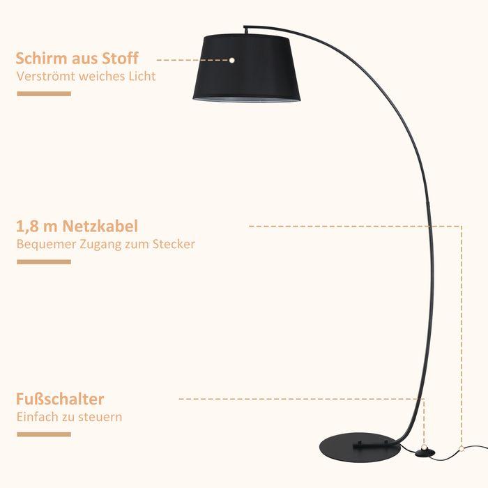 Produktbild Swisshandel24 Stehlampe Wohnzimmer Stehleuchte mit Lampenschirm aus Stoff, Fussschalter (E27)