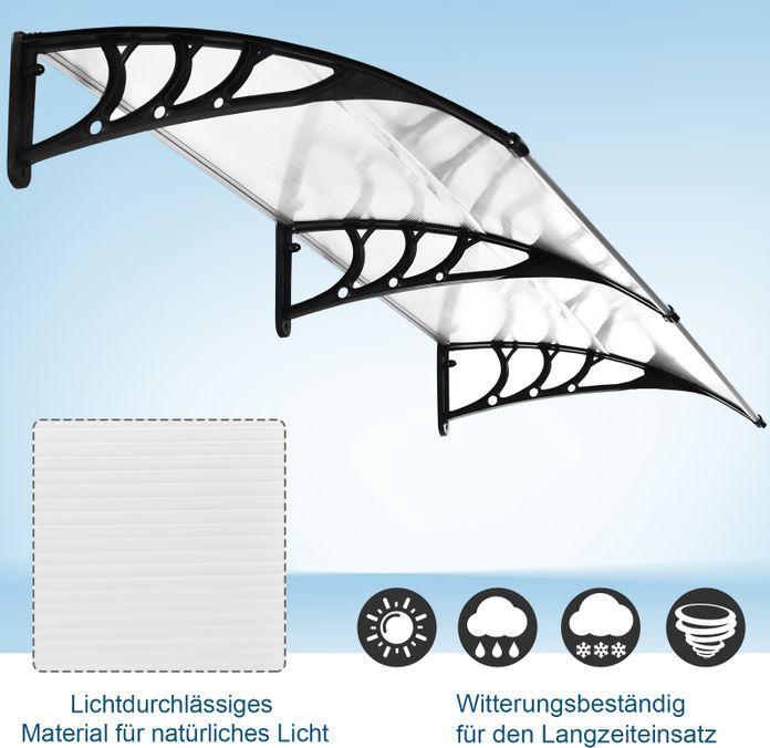 Actual product image Swisshandel24 Canopy for front door 75x195x23 cm 5mm polycarbonate aluminium transparent
