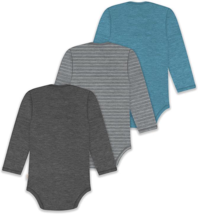 Actual product image Normani 3-pack baby merino bodysuit long sleeve "Auckland" - 9383 (92)