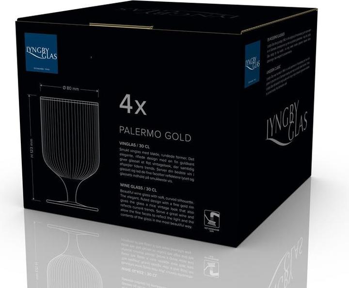 Image du produit Lyngby 30 cl - Verre - Transparent/guldkant (30 cl, 4 Verres, Set de verres à vin)
