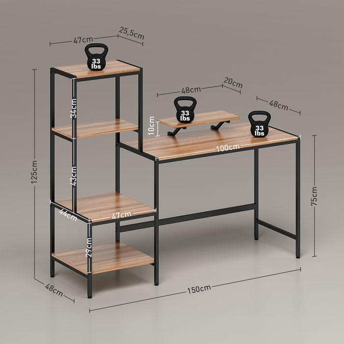 Immagine prodotto Swisshandel24 Schreibtisch Computertisch mit Monitorständer, CPU-Ständer, Druckerablage, Braun