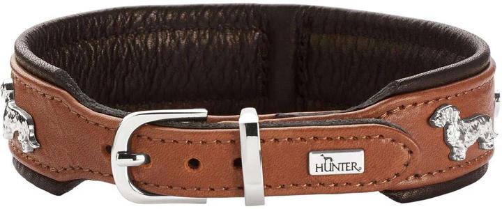 Actual product image Hunter Dachshund collar Munich 42/S, cowhide, cognac/black (42, S, Dog, Dog sport)
