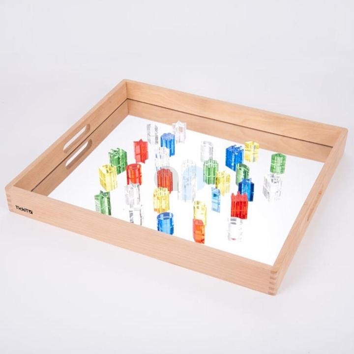 Image du produit TickiT Boîte plateau en bois avec base miroir (Français, Allemand, Anglais, Italien)