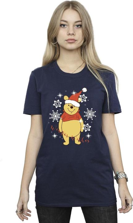 Actual product image Disney Womens/Ladies Winnie The Pooh Winter Wishes Cotton Boyfriend T-Shirt (XL)
