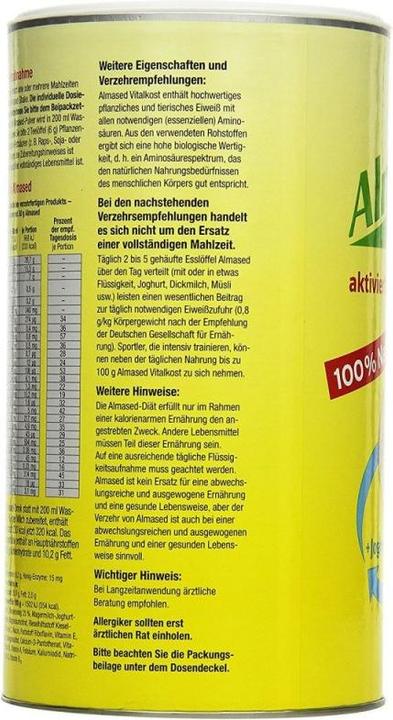 Nährwerte und Zutaten Almased Supplement (1 Stück, Pulver, 500 g)