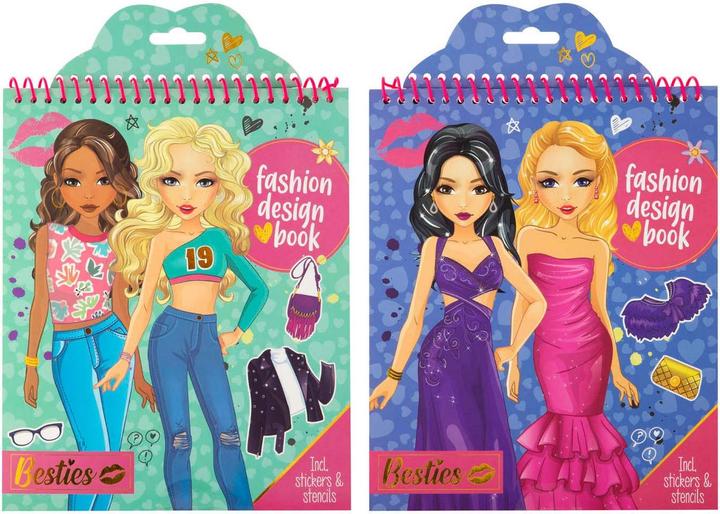 Actual product image Besties Fashion Design Colouring Book with Stickers, 20 sheets