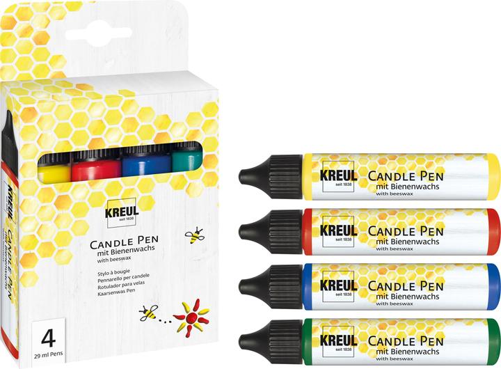 Productafbeelding Kreul Kaarsenpen set van 4, waskleur (Geel, Blauw, Groen, Rood, 116 ml)