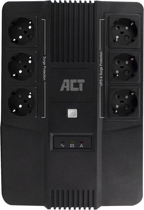 Produktbild UPS, 600 VA, 6x Type F outlet, 1x IEC C14 input, 230V, AVR (600 VA, 360 W, Line-Interaktiv USV)