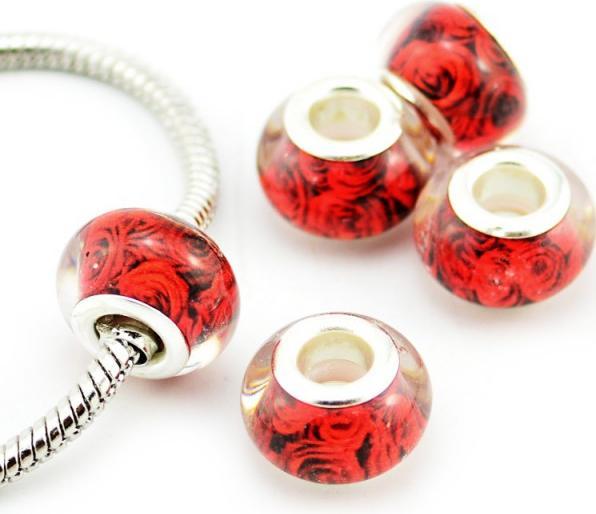 Actual product image Hermex Rose Bead silver plated 925 - Silvery Blue (925 silver, Plexiglass)