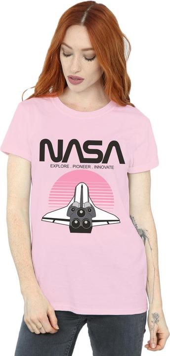 Actual product image Nasa Womens/Ladies Space Shuttle Sunset Cotton Boyfriend T-Shirt (XL)