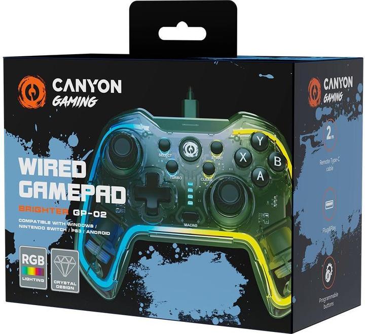 Produktbild Canyon GP-02, Wired gamepad for Windows/PS3/Android media box/android tv set/Nintendo Switch, cable (Windows, PS3, Android, Switch)