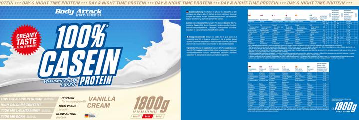 Actual product image Body Attack 100% Casein Protein (1800g can) (Nature, 1 pcs., 1800 g)