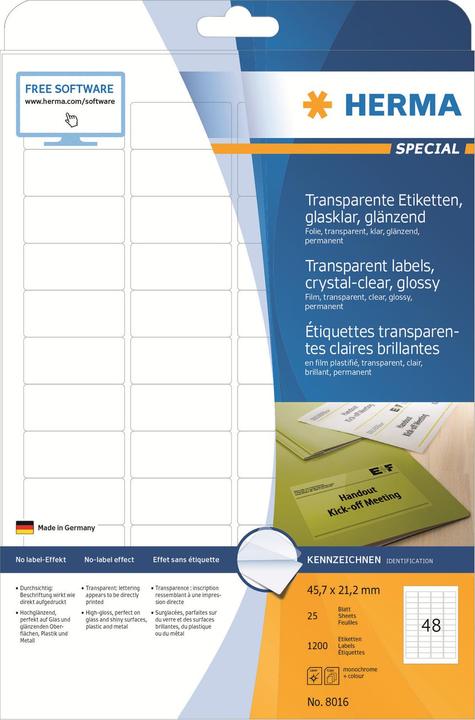 Produktbild HERMA Transparente Etiketten A4