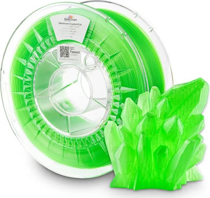 Actual product image Filament PLA Crystal Neon Green 1.0kg 1.75mm (PLA, 1.75 mm, 1000 g, Green)