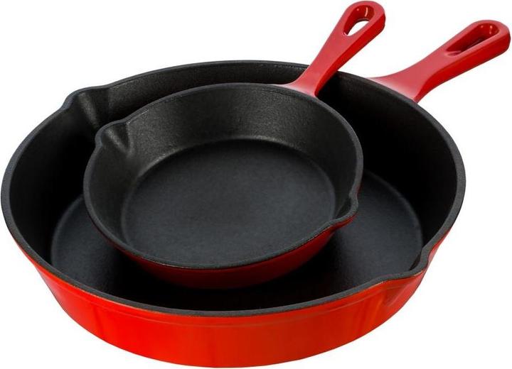 Actual product image enameled cast iron pan, 25 cm, red (25 cm, Frying pan, Cast iron)