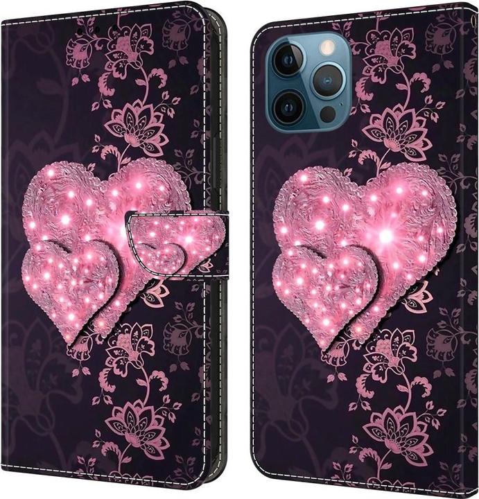 Produktbild Art iPhone 15 Pro Buch Etui Tasche mit Kartenfach Pinkes Herz (Apple iPhone 15 Pro)