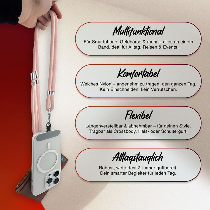 Produktbild Nalia HoldMe Lanyard Handykette – Universal Trageband für Smartphones - Verstellbar, Soft & Elastisch
