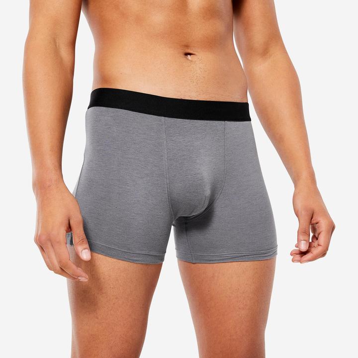 Produktbild Domyos Boxershorts Herren Baumwolle 3er-Pack - schwarz/grau/blau (XL, 3er Pack)