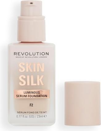 Makeup Revolution Skin Silk Serum Foundation Leichte bis mittlere Deckkraft mit Hyaluronsäure F2 23ml (F2)