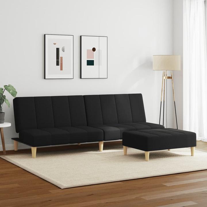 Image du produit VidaXL Canapé-lit 2 places avec repose-pieds Canapé-lit Lit de jour Noir Tissu