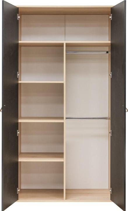 Image du produit Bopita Armoire 2 portes Lucas noir mat/naturel (105 cm)