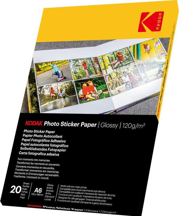 Produktbild Kodak 185Z001560 Fotopapier 10x15cm 20 Blatt weiss 120gr selbstklebend (20 g/m², 20 x)