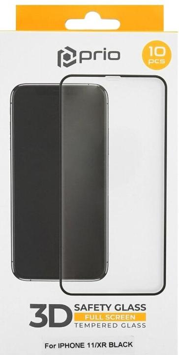 Produktbild prio 10x 3D Displayschutzglas für iPhone 11/XR schwarz (10 Stück, Apple iPhone XR, Apple iPhone 11)
