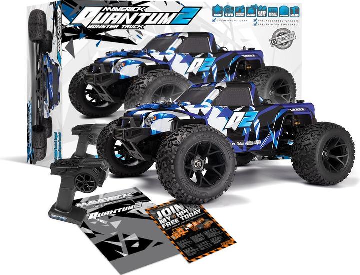 Produktbild Maverick Quantum2 MT 1/10th Monster Truck - Blue (ARR Almost-Ready-to-Race)