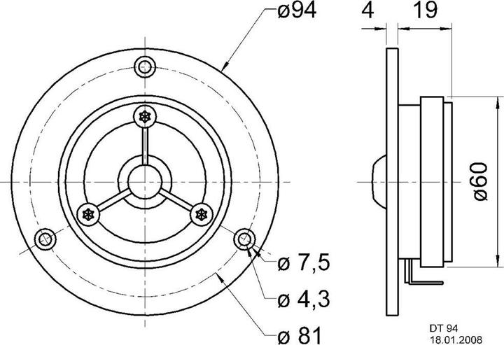 Actual product image Visaton HiFi dome tweeter DT 94, 4 Ohm
