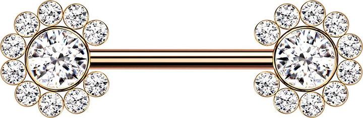 Actual product image Star Piercing Threadless Barbell rosegold Sonne mit Kristallen silber (Surgical steel 316L, without brass)