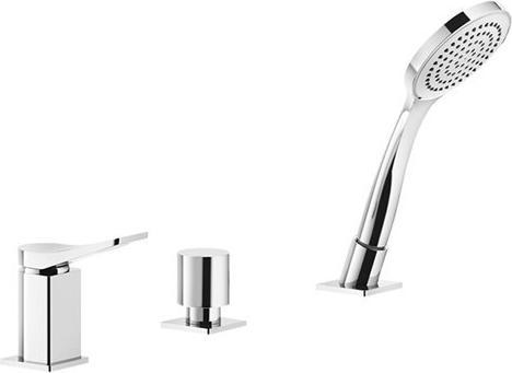 Produktbild Gessi Rilievo, Dreiloch-Wannenrand-Armatur mit Umsteller für separaten Wanneneinlauf, Brauseschlauc